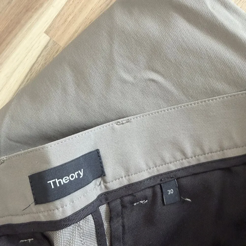 Theory Tan Zaine SW Neoteric Flat Front Pants Sz 30